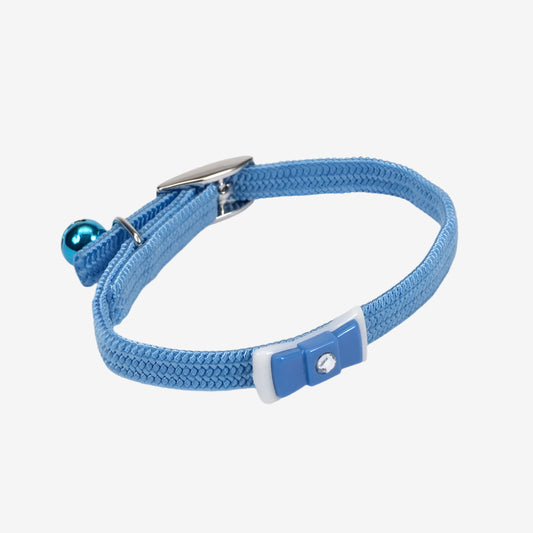 Lil Pals Elasticized Safety Kitten Collar with Jeweled Bow Light Blue 3-8 in x 8 in