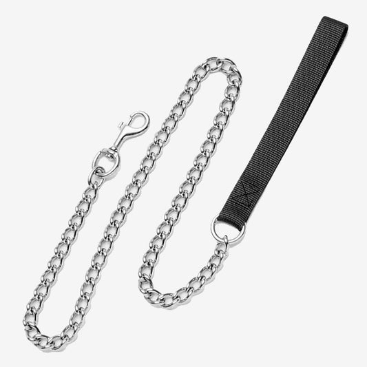 Titan Chain Dog Leash with Nylon Handle Black 1ea/3 Mm X 4 ft
