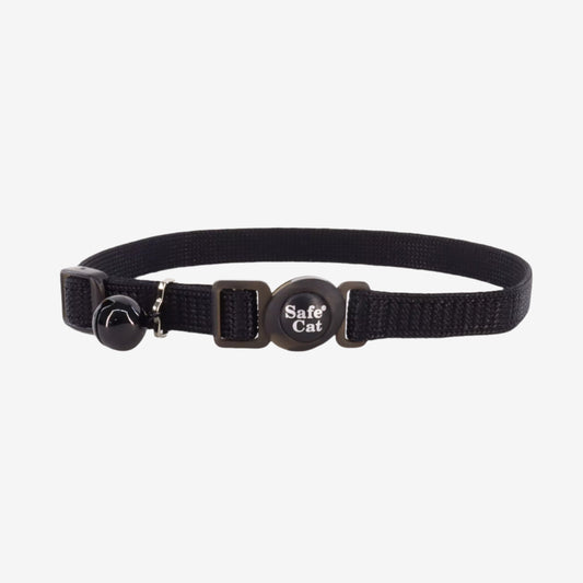 Safe Cat Adjustable Snag-Proof Nylon Breakaway Collar Black 3-8 in x 8-12 in