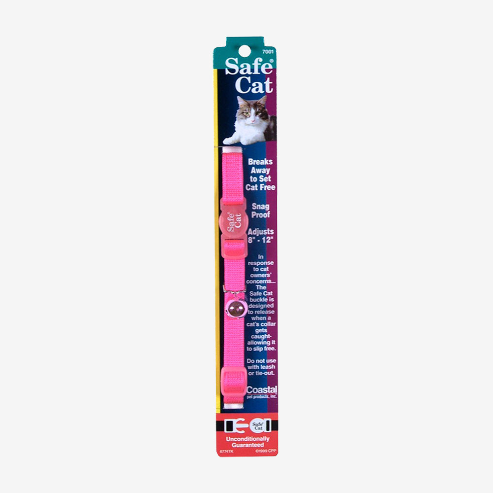 Safe Cat Adjustable Snag-Proof Nylon Breakaway Collar Neon Pink 3-8 in x 8-12 in