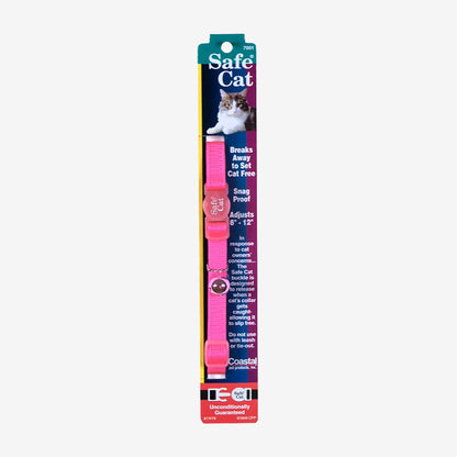 Safe Cat Adjustable Snag-Proof Nylon Breakaway Collar Neon Pink 3-8 in x 8-12 in
