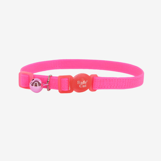 Safe Cat Adjustable Snag-Proof Nylon Breakaway Collar Neon Pink 3-8 in x 8-12 in