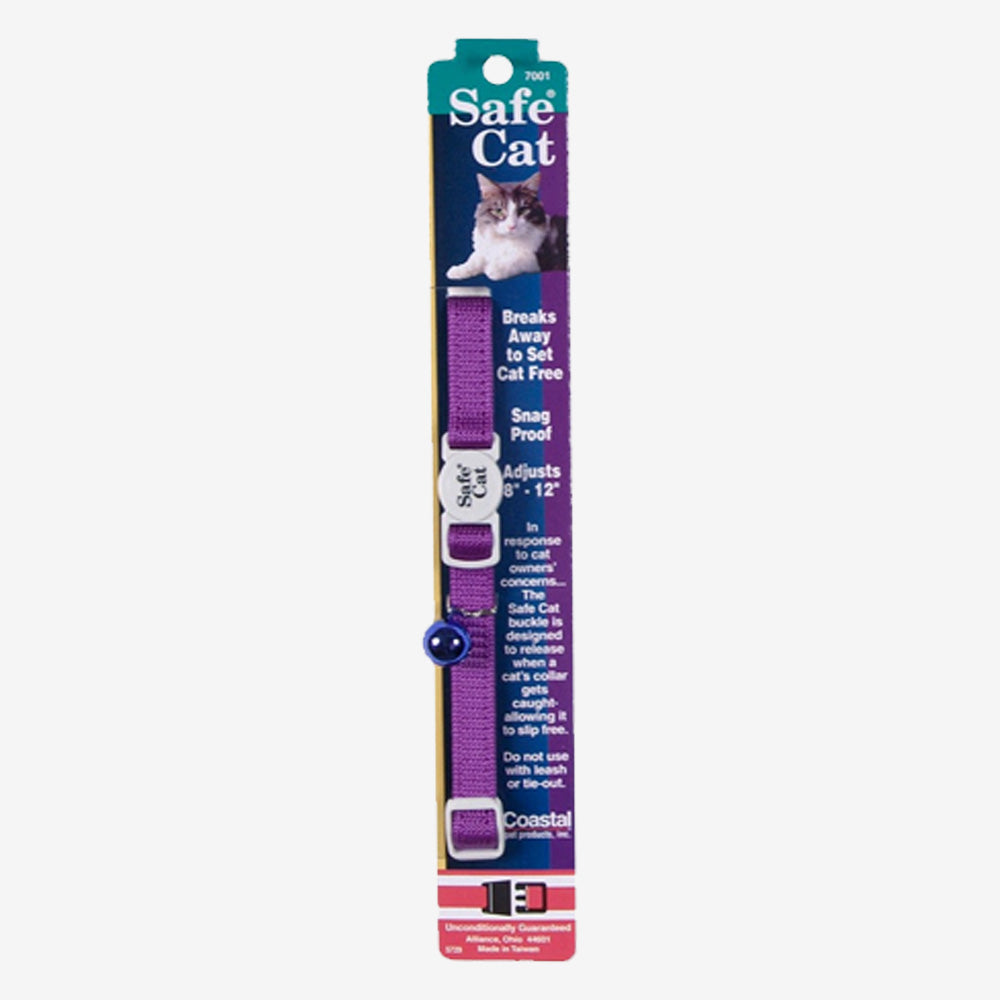 Safe Cat Adjustable Snag-Proof Nylon Breakaway Collar Purple 3-8 in x 8-12 in