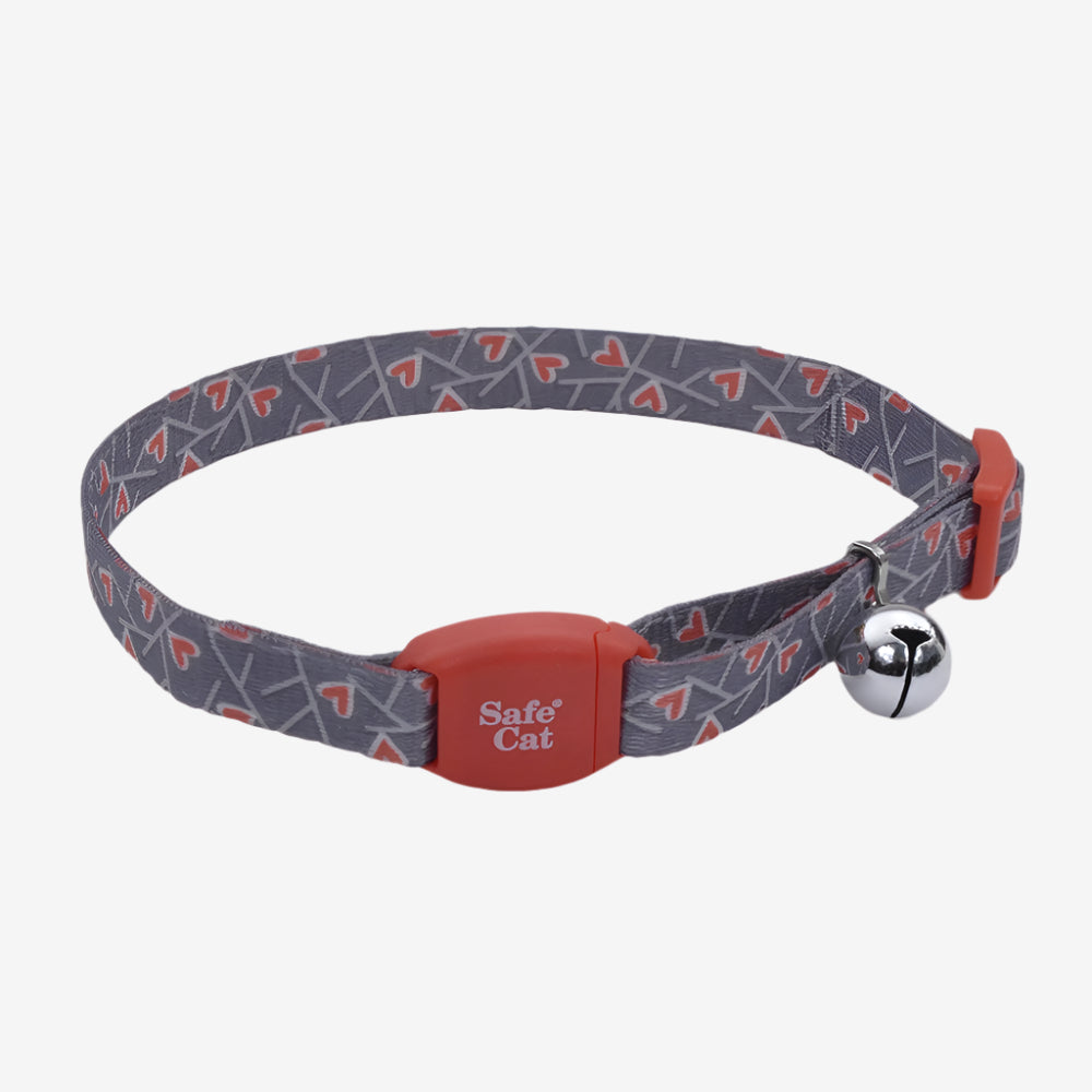 Coastal Safe Cat Adjustable Breakaway Salmon Heart Charcoal