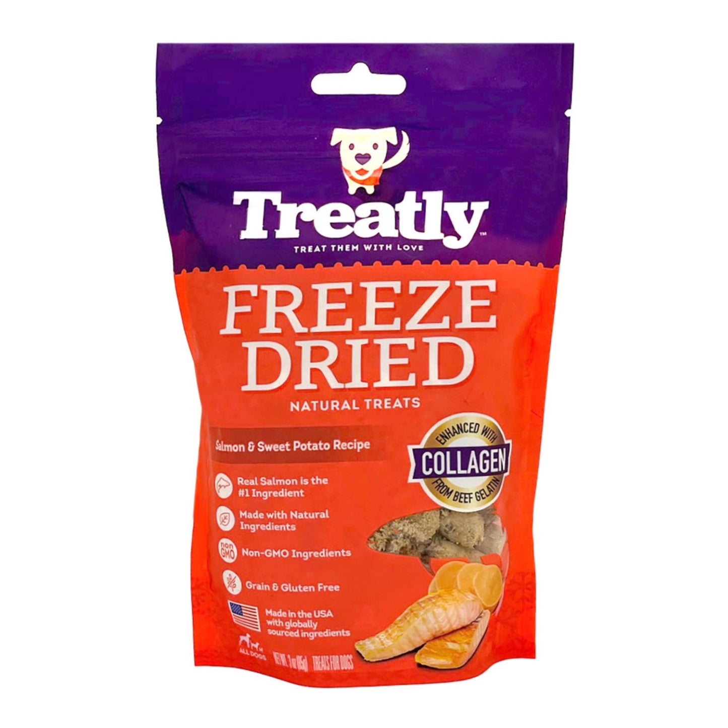 Treatly Freeze Dried Dog Treats Salmon & Sweet Potato, 1ea/3oz.