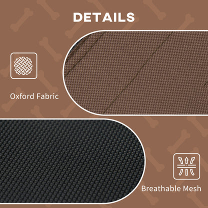 PawHut Elevated Portable Dog Cot Pet Bed with UV Protection Canopy Shade, 36 inch, Coffee