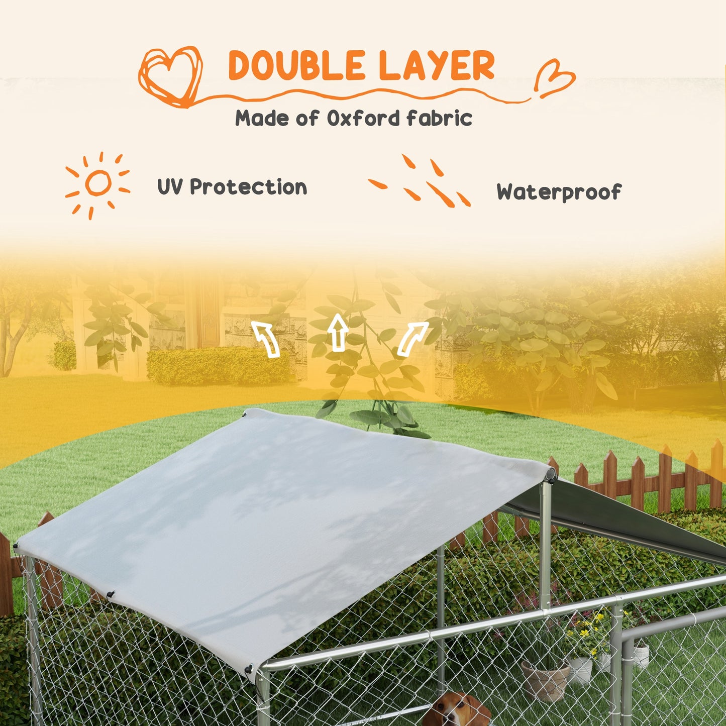 PawHut 6.6' x 6.6' x 4.9' Dog Kennel Outdoor for Small Medium Dogs with Waterproof Roof, Silver