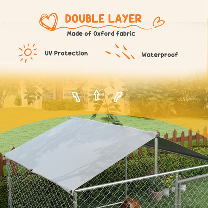 PawHut 6.6' x 6.6' x 4.9' Dog Kennel Outdoor for Small Medium Dogs with Waterproof Roof, Silver