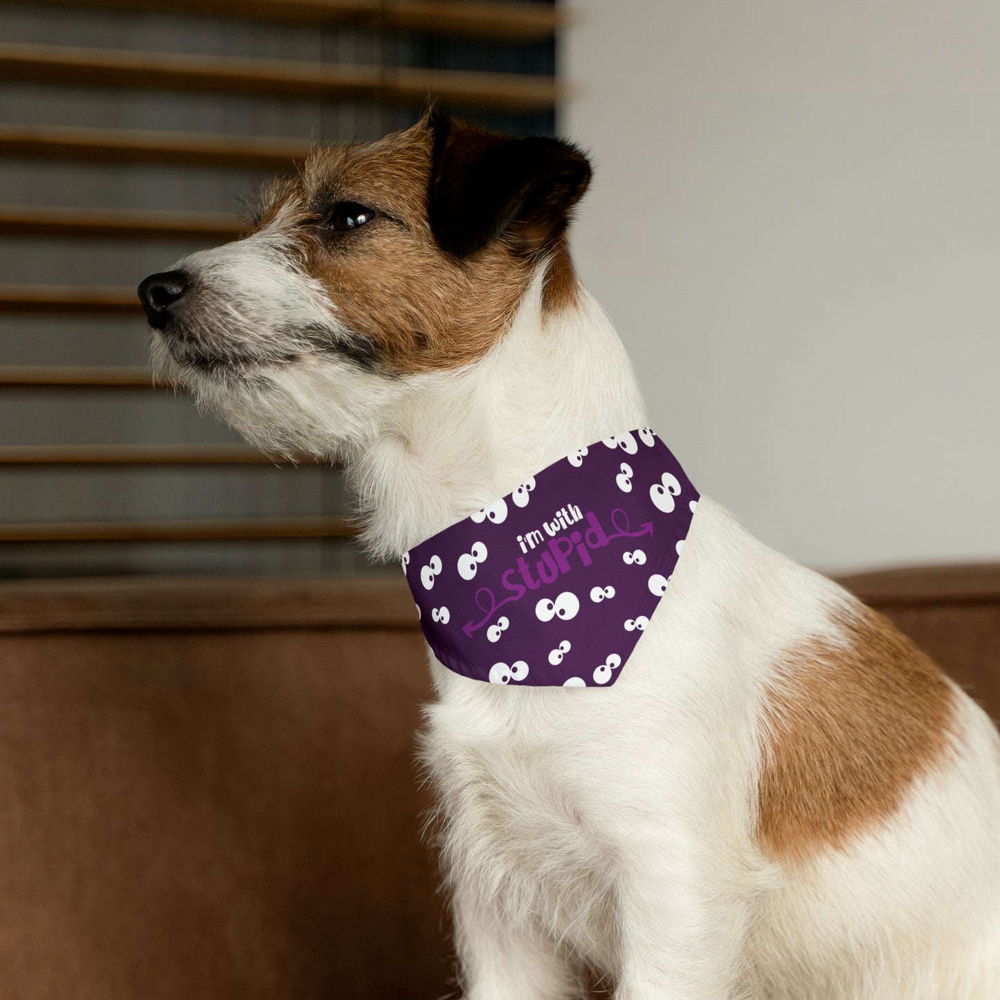 I'm with Stupid Purple Pet Bandana Collar