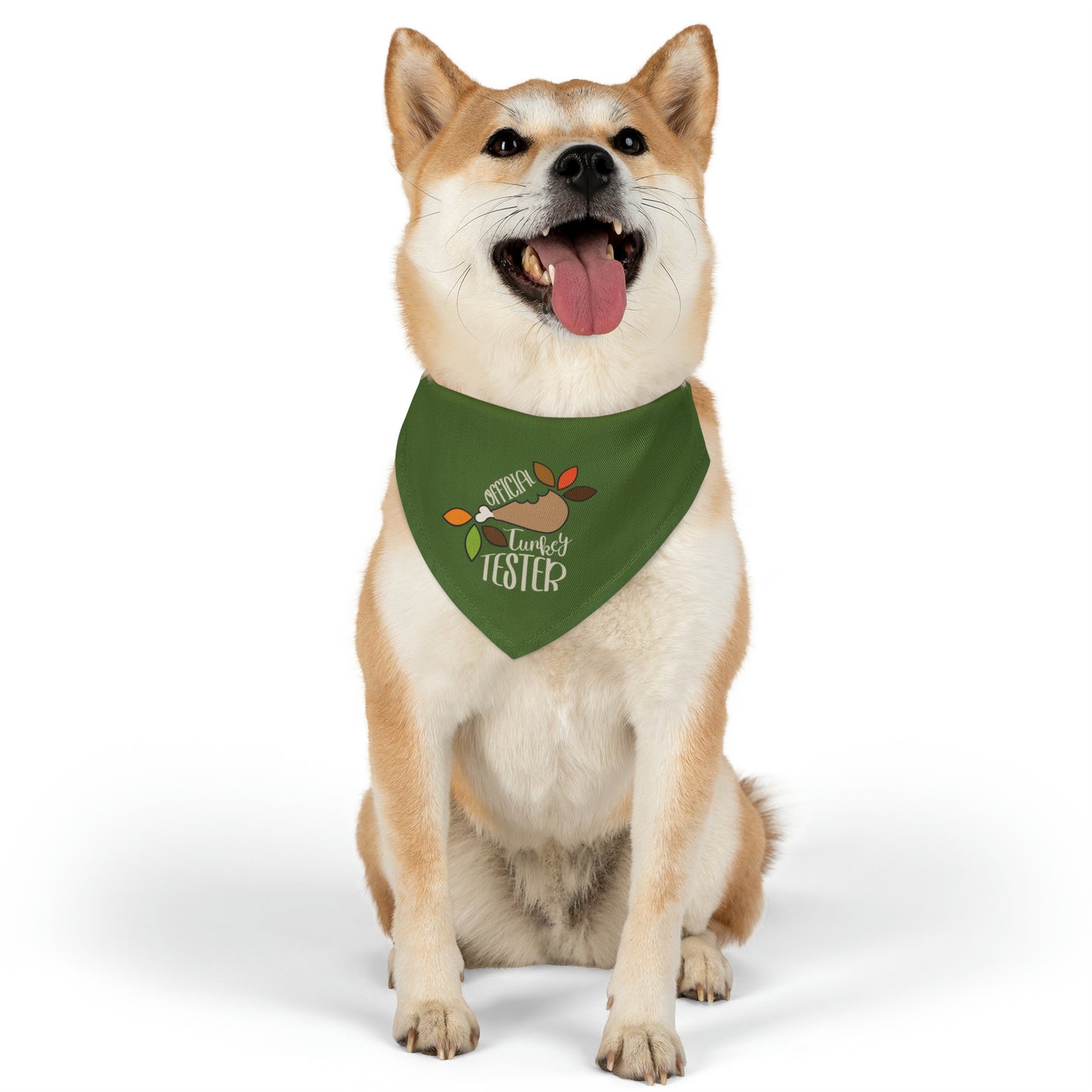 Official Turkey Tester Dark Green Pet Bandana Collar