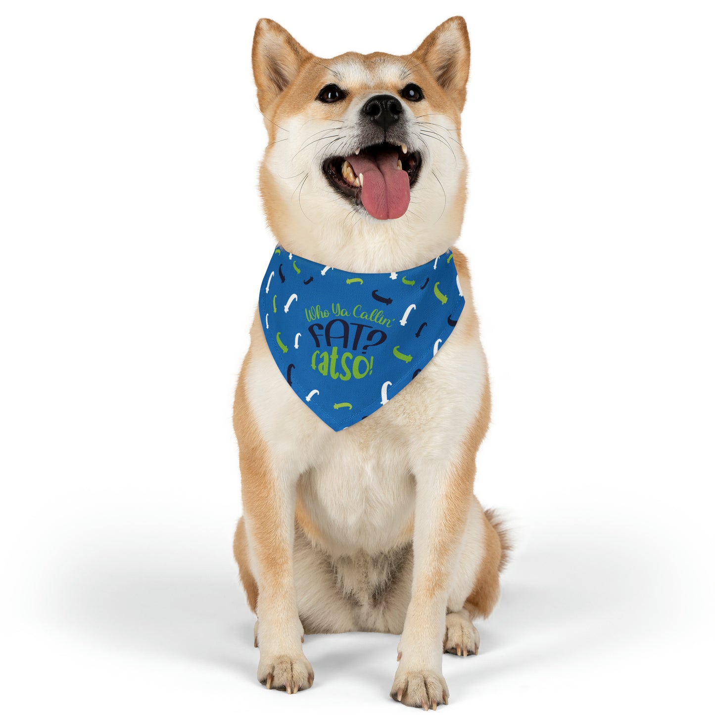 Who Ya Callin' Fat Blue Pet Bandana Collar