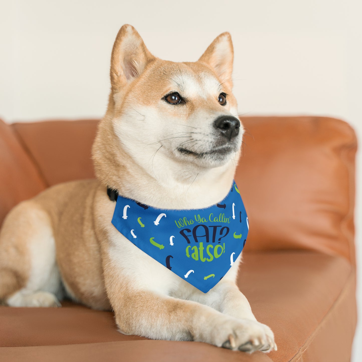 Who Ya Callin' Fat Blue Pet Bandana Collar