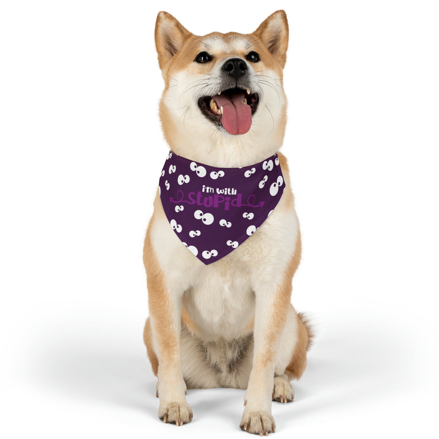 I'm with Stupid Purple Pet Bandana Collar