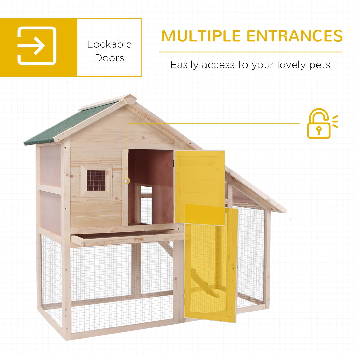 PawHut 55" L 2-Tier Wooden Rabbit Hutch Bunny Cage