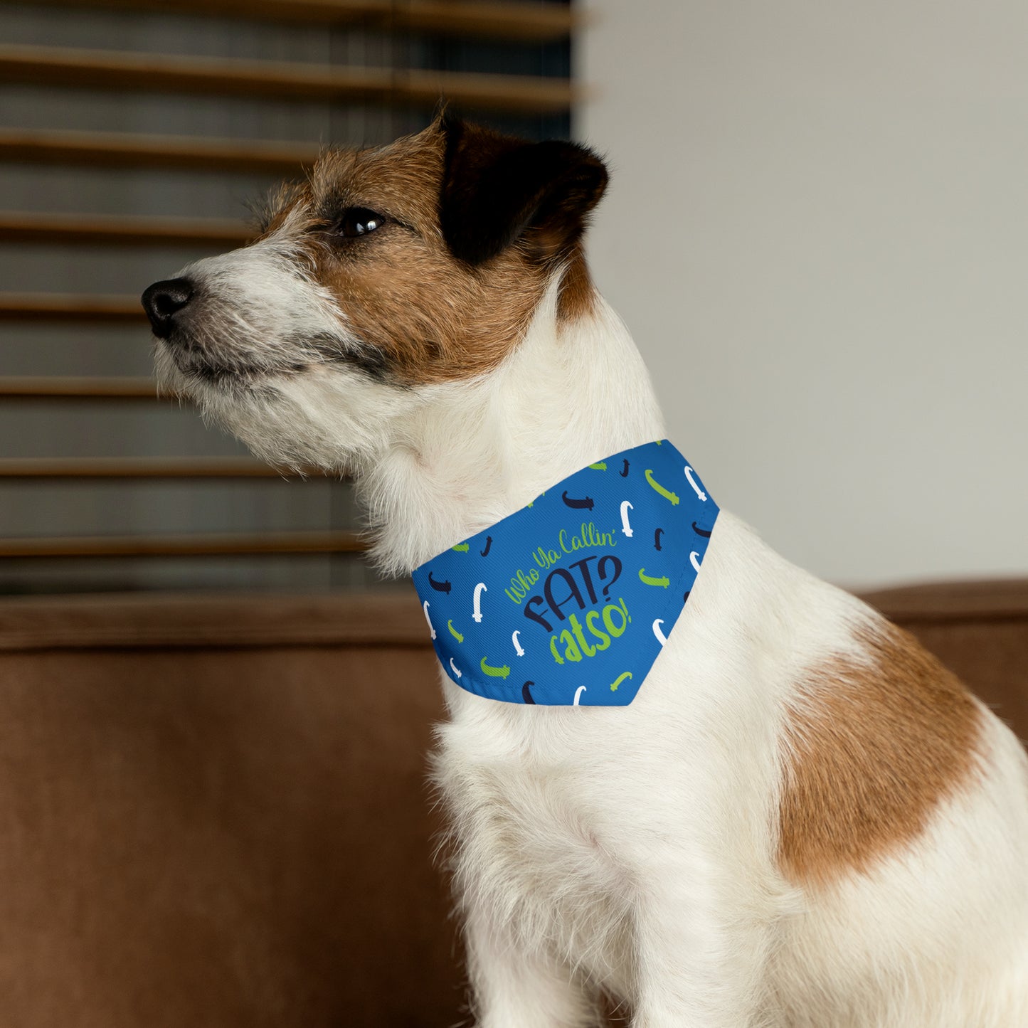 Who Ya Callin' Fat Blue Pet Bandana Collar