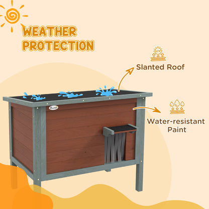 PawHut Outdoor Cat House, Wooden Feral Cat House w/ Removable Floor, Brown