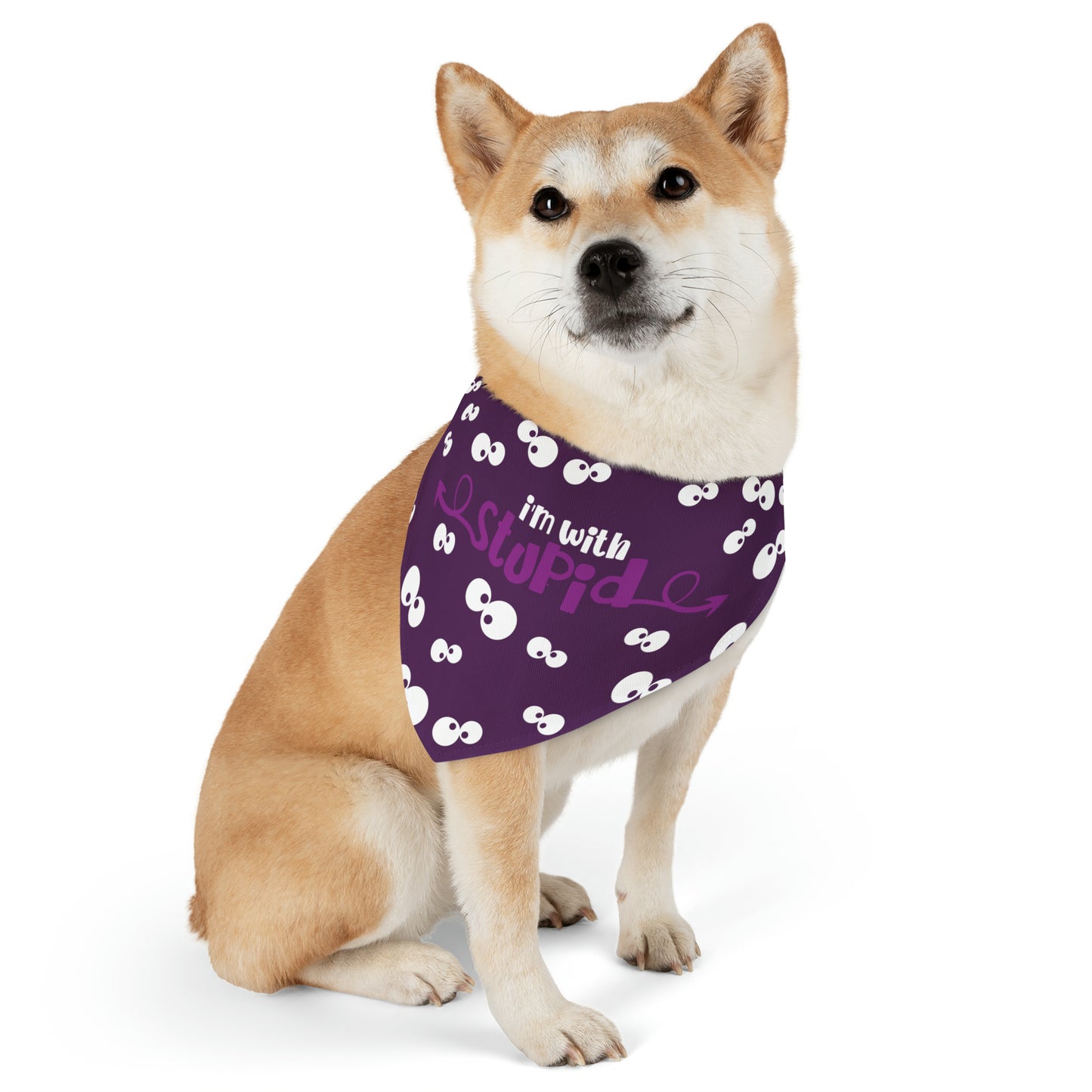 I'm with Stupid Purple Pet Bandana Collar