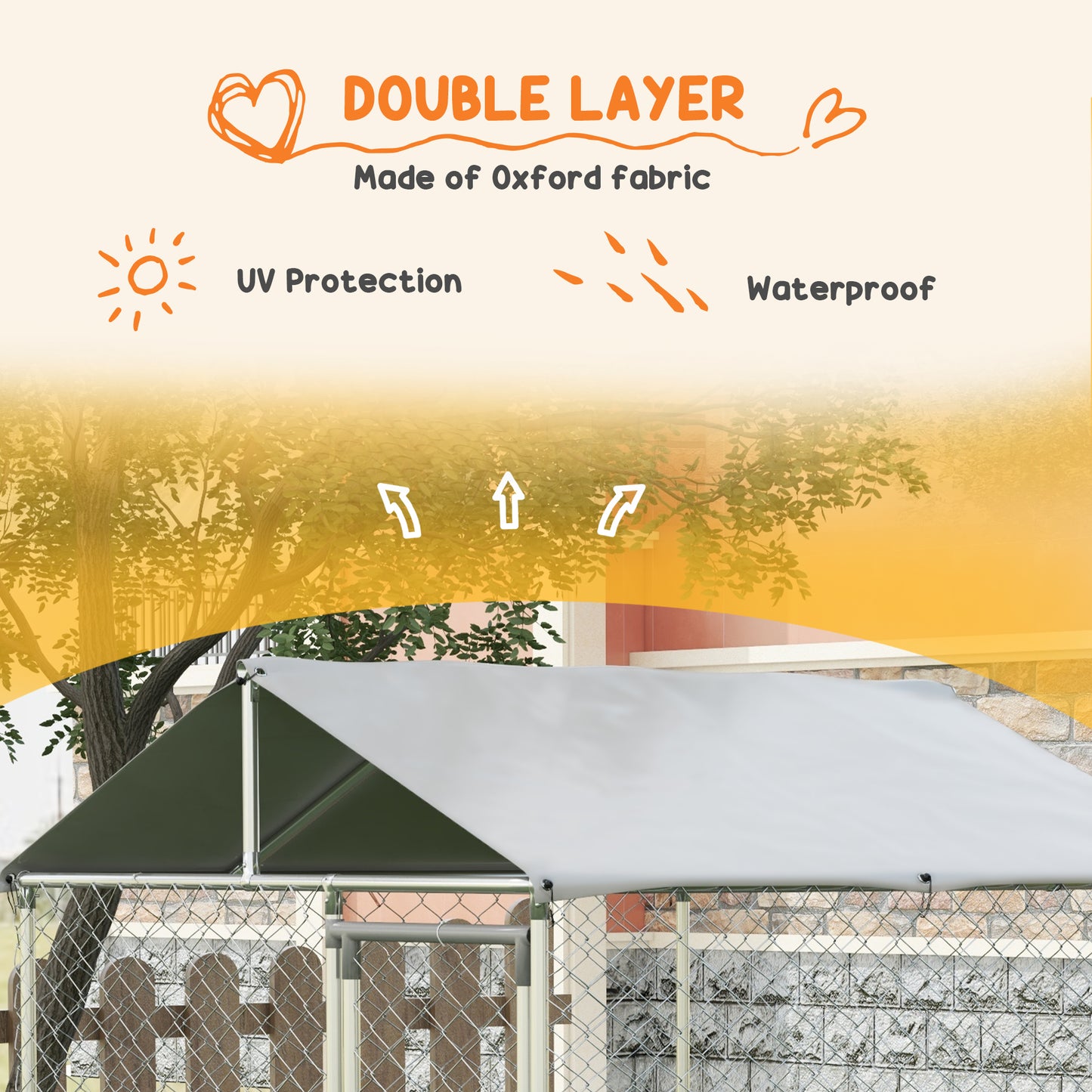 PawHut 6.6' x 6.6' x 7.8' Dog Kennel Outdoor for Small Medium Dogs with Waterproof Roof, Silver