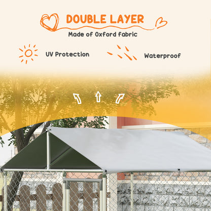 PawHut 6.6' x 6.6' x 7.8' Dog Kennel Outdoor for Small Medium Dogs with Waterproof Roof, Silver