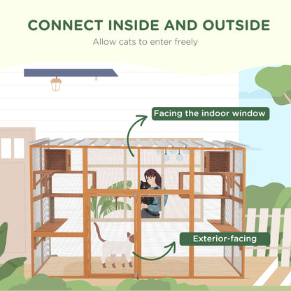 PawHut Catio, Playground Cat Window Box Outside Enclosure W/ Scratching Post