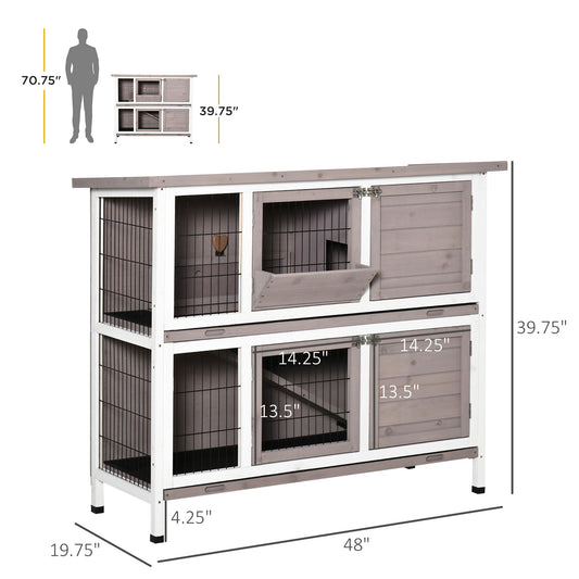PawHut Indoor/Outdoor Rabbit Hutch, Quick Feeding