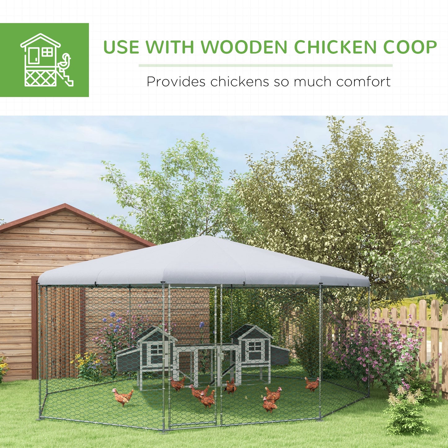 PawHut 17.1 ft x 15.7 ft Chicken Run for 19-25 Chickens with Cover