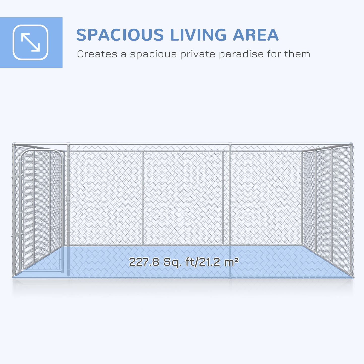 PawHut Large Dog Kennel Outside, Heavy Duty Dog Cage, Outdoor Fence Run with Galvanized Chain Link, Secure Lock, for Large Breeds, Chickens, Ducks, 15' x 15' x 6
