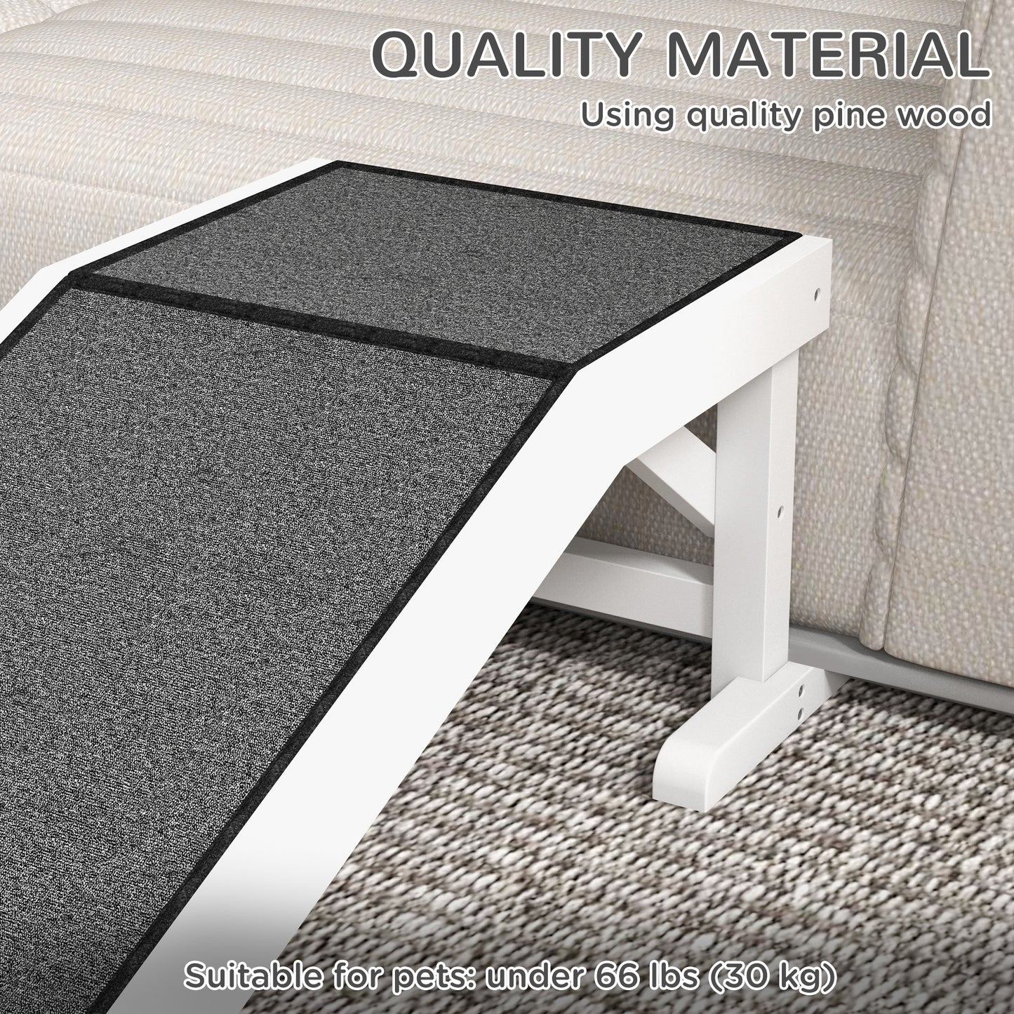 PawHut 49" Pet Ramp for Dogs & Cats with Non-Slip Carpet, White