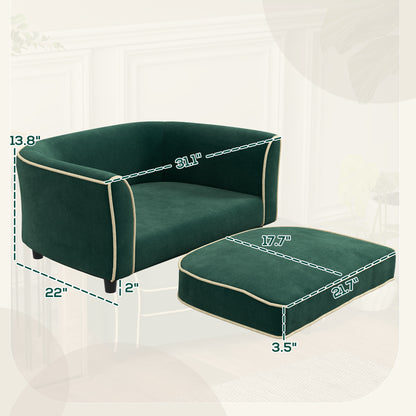 PawHut Pet Couch, Dog Bed for Small and Medium Dogs with Soft Cushion, Washable and Removable Cover, Dark Green