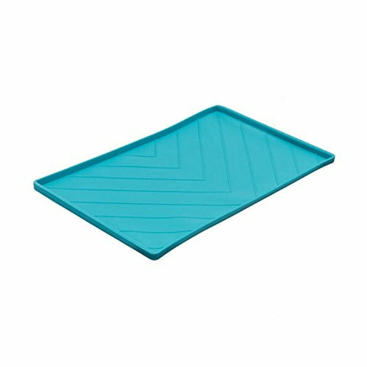 Messy Mutts Dog Silicone Mat Metal Rods Blue - M