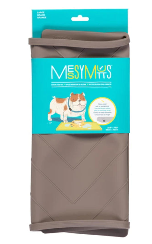 Messy Mutts Dog Silicone Mat Metal Rods Grey - L