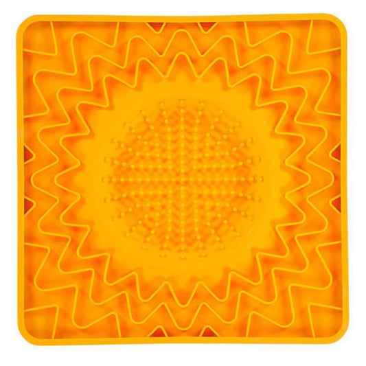 Messy Mutts Dog Cat Framed Silicone Interactive Licking Bowl Mat 10In X 10In Orange