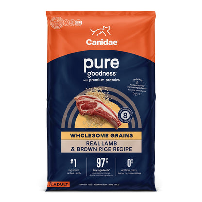 CANIDAE PURE Goodness w/Wholesome Grains Dry Dog Food Lamb & Brown Rice 22lb