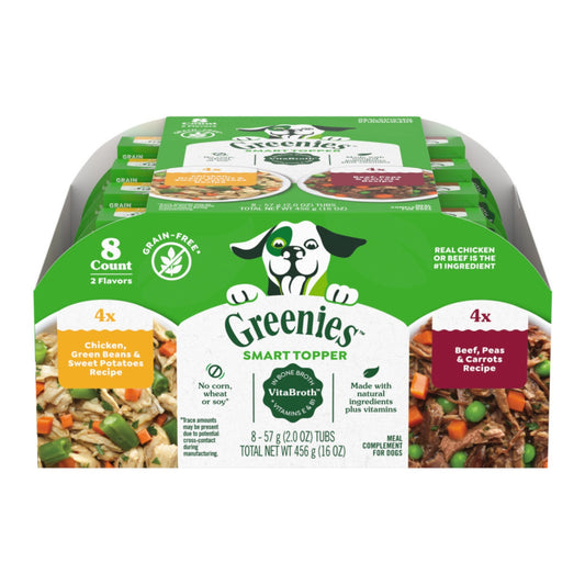 Greenies Smart Topper Grain-Free Meal Compliment for Dogs Variety Pack (Chicken & Beef) 2oz 8pk