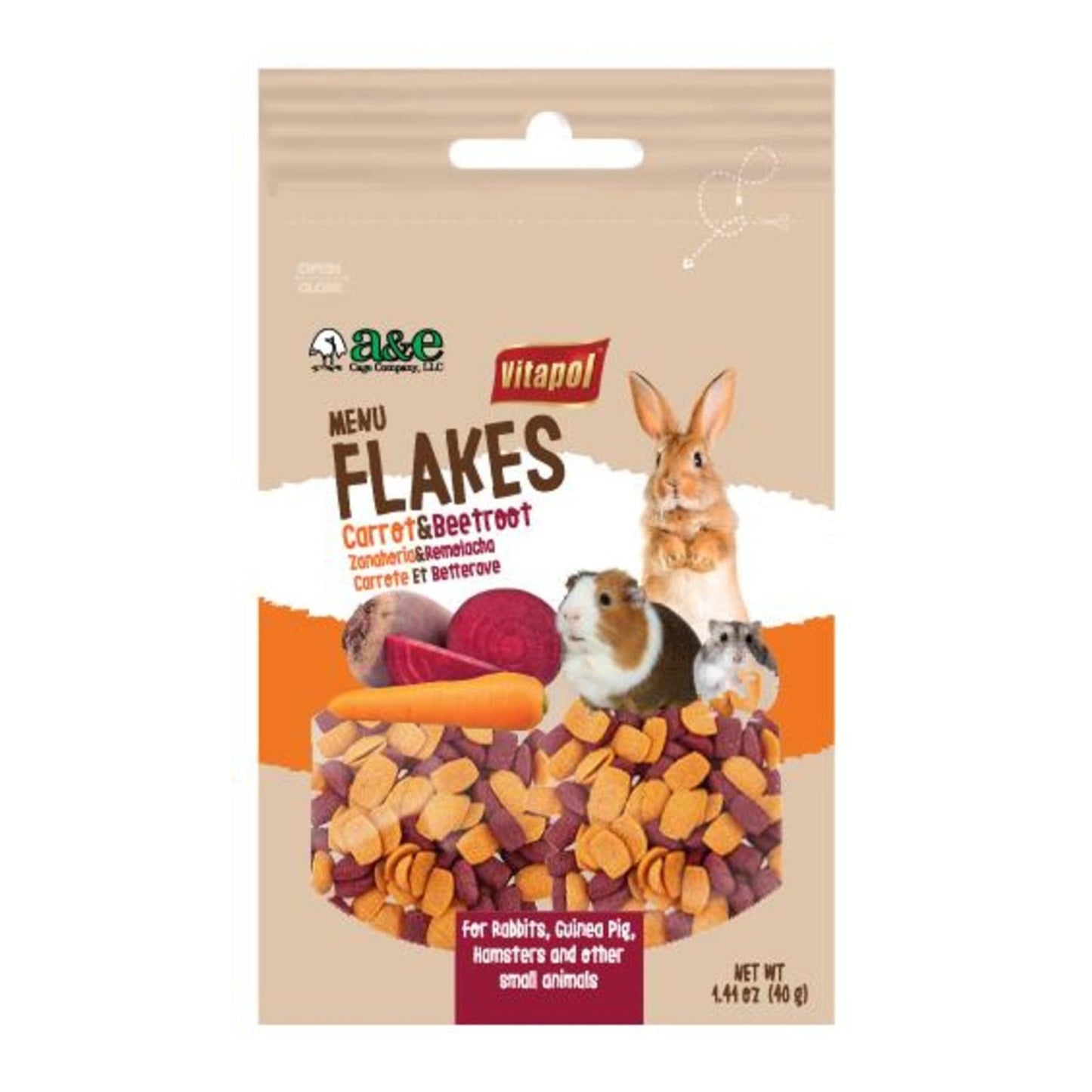 A  E Cages Vitapol Menu Flakes Carrot  Beetroot  Small Animal Treats 1ea/4.4 oz