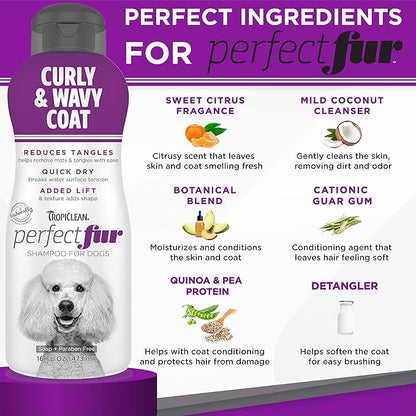 TropiClean PerfectFur Curly & Wavy Coat Shampoo for Dogs 1ea/16 oz