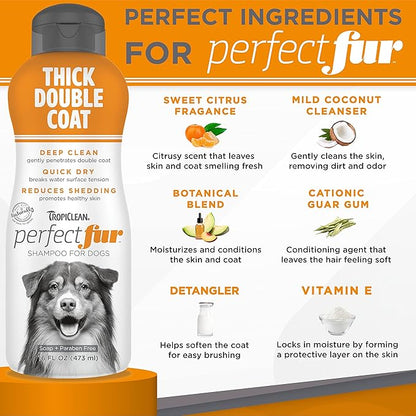 TropiClean PerfectFur Thick Double Coat Shampoo for Dogs 1ea/16 oz