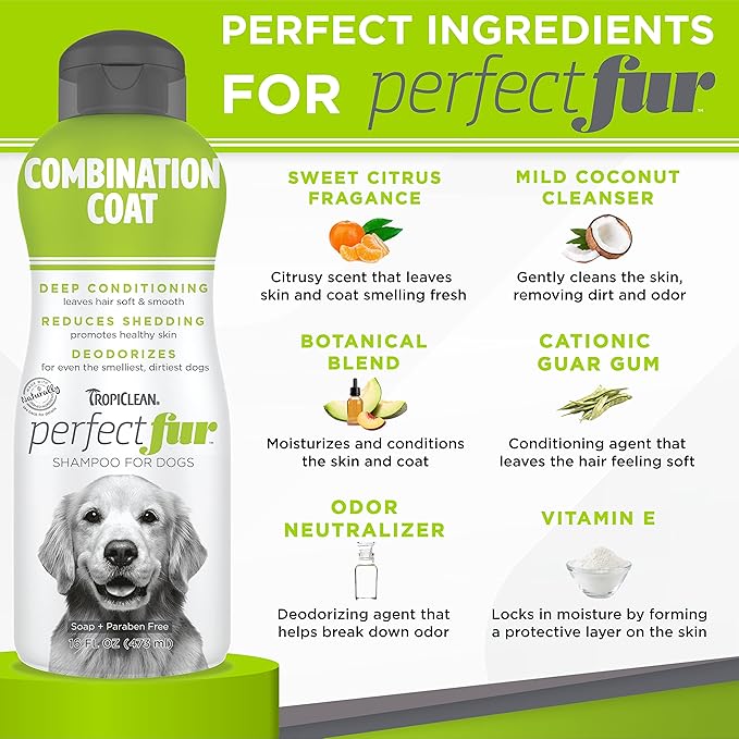 TropiClean PerfectFur Combination Coat Shampoo for Dogs 1ea/16 oz