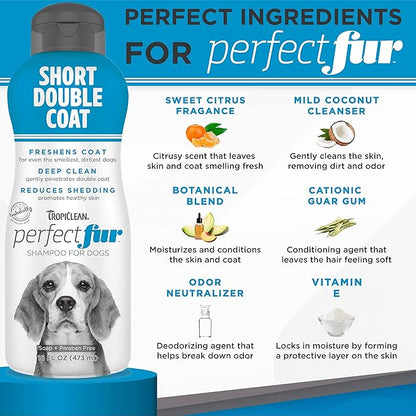 TropiClean PerfectFur Short Double Coat Shampoo for Dogs 1ea/16 oz