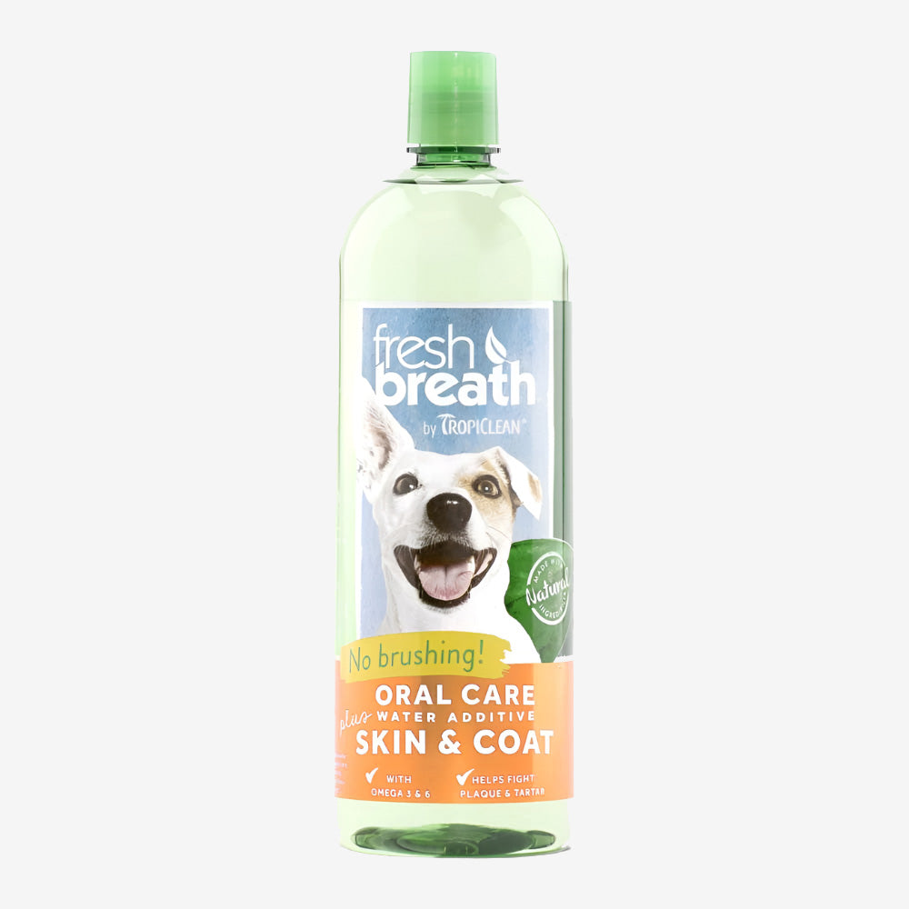 TropiClean Fresh Breath Oral Care Water Additive Plus Skin & Coat for Dogs 1ea/16 fl oz