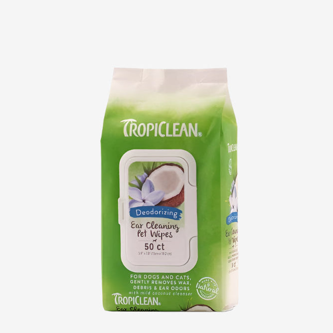 TropiClean Deodorizing Ear Cleaning Pet Wipes 1ea/50 ct