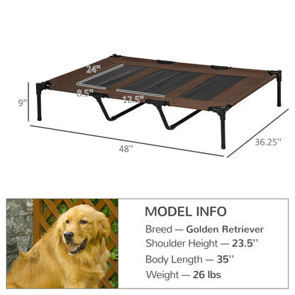 PawHut XL Elevated Dog Bed, Outdoor Raised Dog Bed, Portable Pet Cot w/Carry Bag Metal Frame Breathable Mesh Indoor and Outdoor Tan