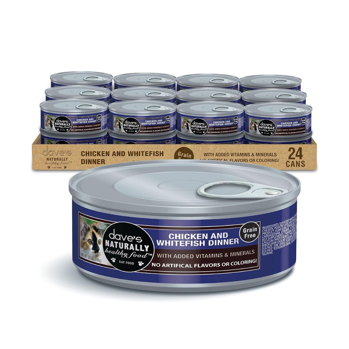 Dave's Naturally Healthy Cat Food; Chicken & White Fish Dinner 5.5 oz (Case of 24)