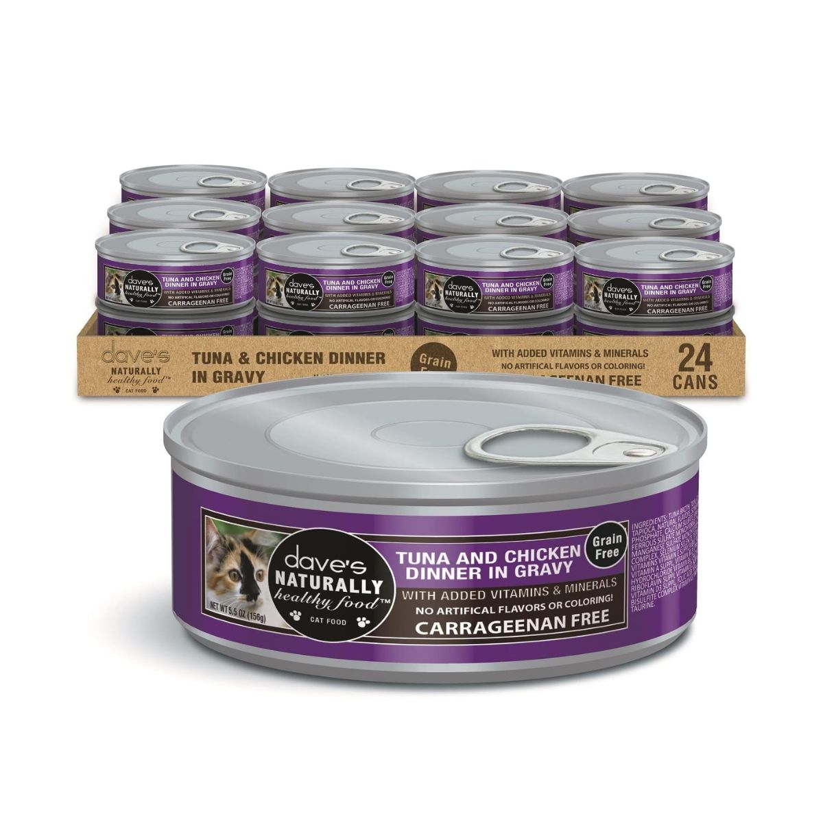 Dave's Naturally Healthy Cat Food; Tuna & Chicken Dinner In Gravy 5.5 oz (Case of 24)