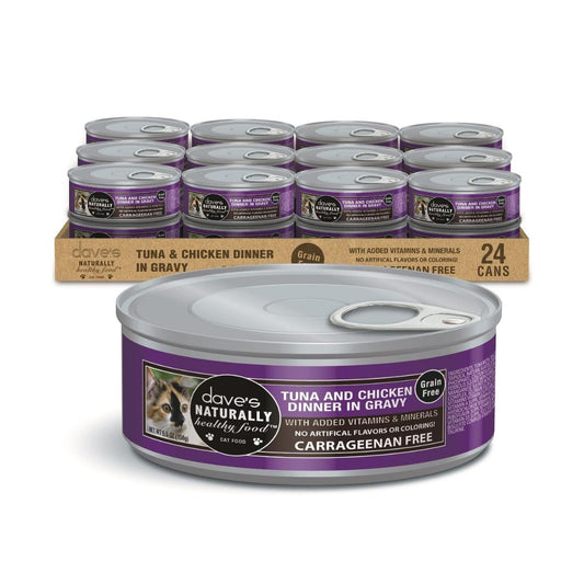 Dave's Naturally Healthy Cat Food; Tuna & Chicken Dinner In Gravy 5.5 oz (Case of 24)