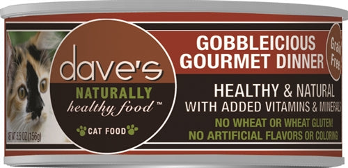 Dave's Naturally Healthy Cat Food, Gobbleicious Gourmet Dinner 5.5 oz (Case of 24)