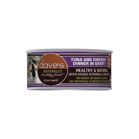 Dave's Naturally Healthy Cat Food  Tuna & Chicken Dinner In Gravy 3 oz (Case of 24)