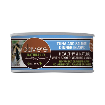 Dave's Naturally Healthy Cat Food  Tuna & Salmon Dinner In Aspic 3 oz (Case of 24)