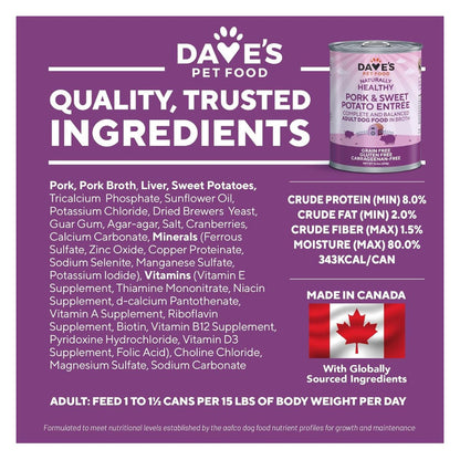 Dave's Pet Food Grain Free Pork & Sweet Potato 13.2 oz