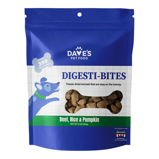 Dave's Pet Food Dog Digesti-Bites Freeze-Dried Beef Rice & Pumpkin 12 oz